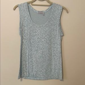 Blue and white patterned tank